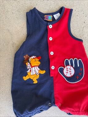 Original Use Navy and Red Winnie the Pooh Baseball Romper